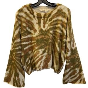 GILDED INTENT BKE Tie Dye Swirl Bell Sleeve Pullover Sweater Womens Size S Small